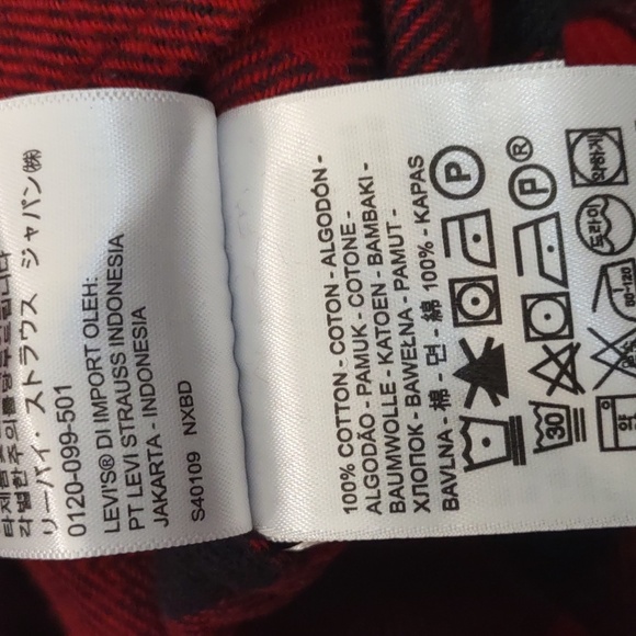 NWT HAS DEFECT LEVI'S RED AND BLACK BARSTOW WESTERN FLANNEL SHIRT XXL - Picture 16 of 16